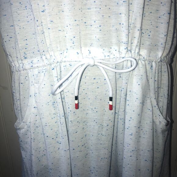 TOMMY HILFIGER Retail $78 Blue White Tie Waist Swim Dress Cover Up Size Large - Picture 2 of 7